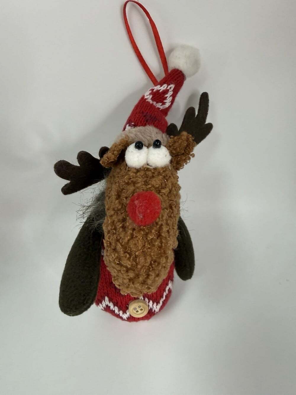 Goofy Stuffed Moose Christmas Ornament 7x3.5"